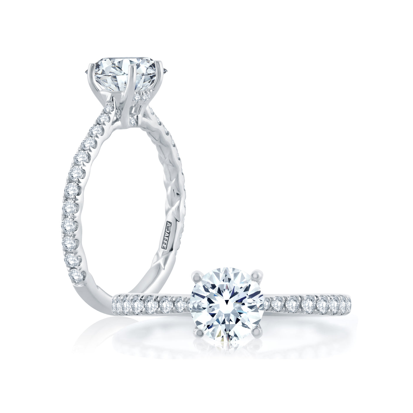 Scalloped Pavé Diamond Engagement Ring with Quilted Interior