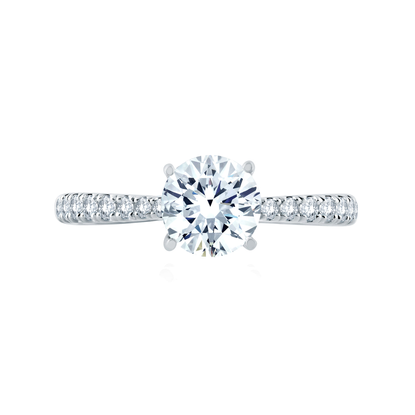 Tapered Diamond Pavé Engagement Ring with Quilted Interior