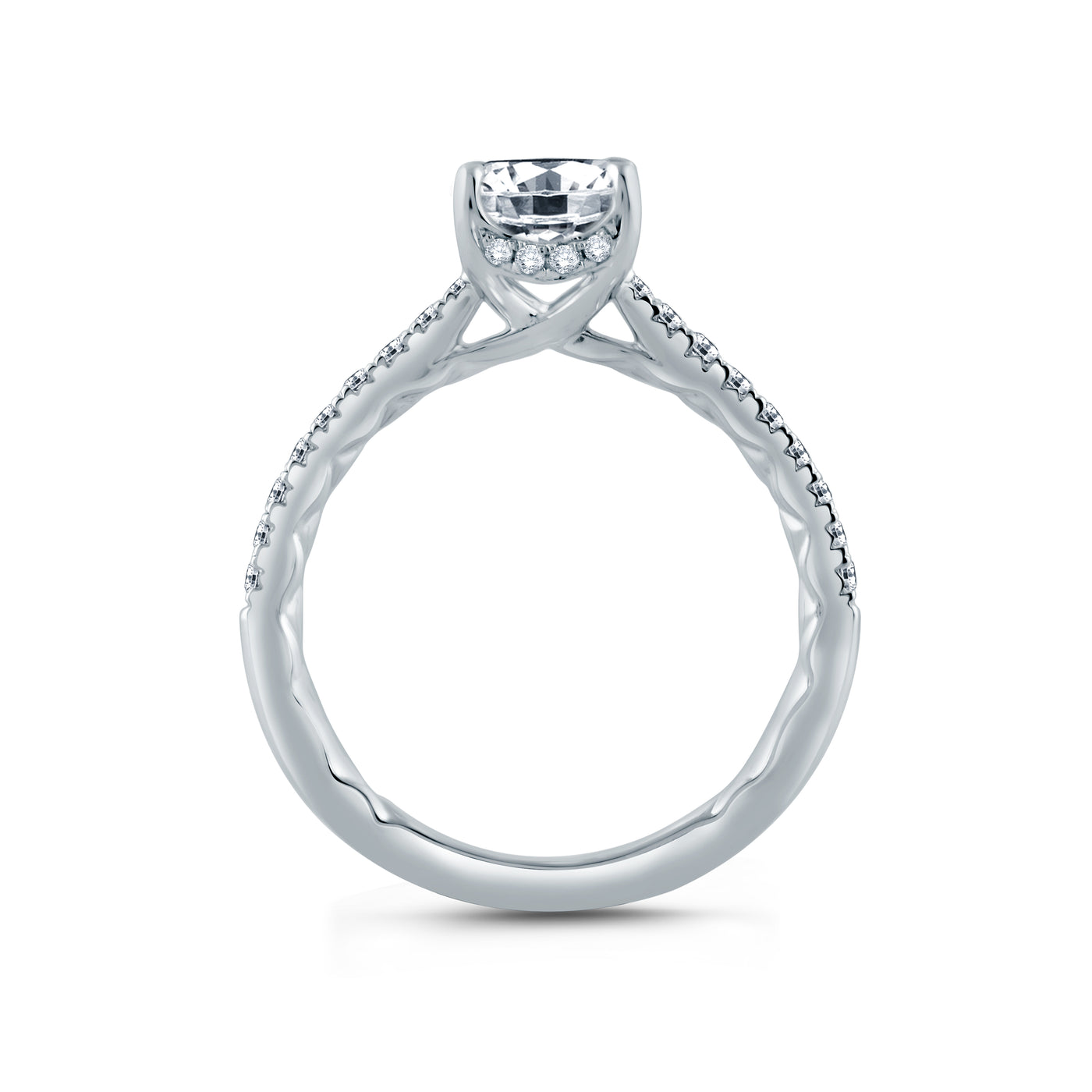 Oval Center Draped Gallery Solitaire Engagement Ring