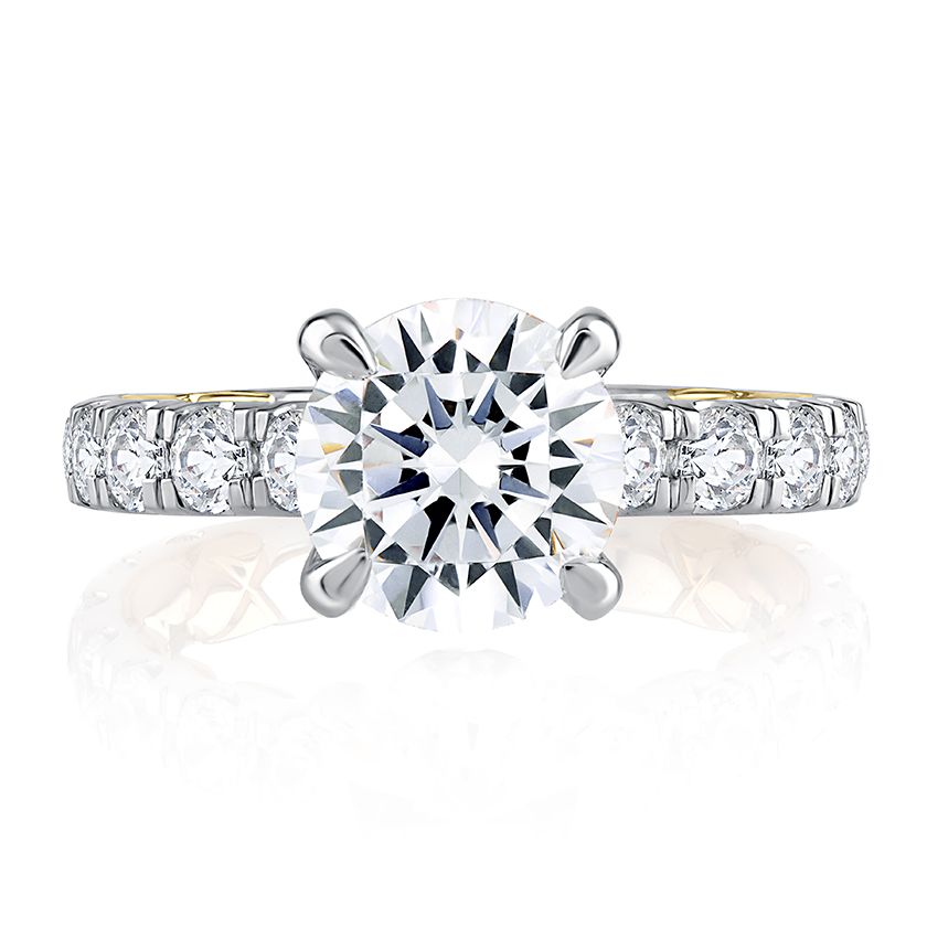 Modern Two Tone Round Cut Diamond Engagement Ring