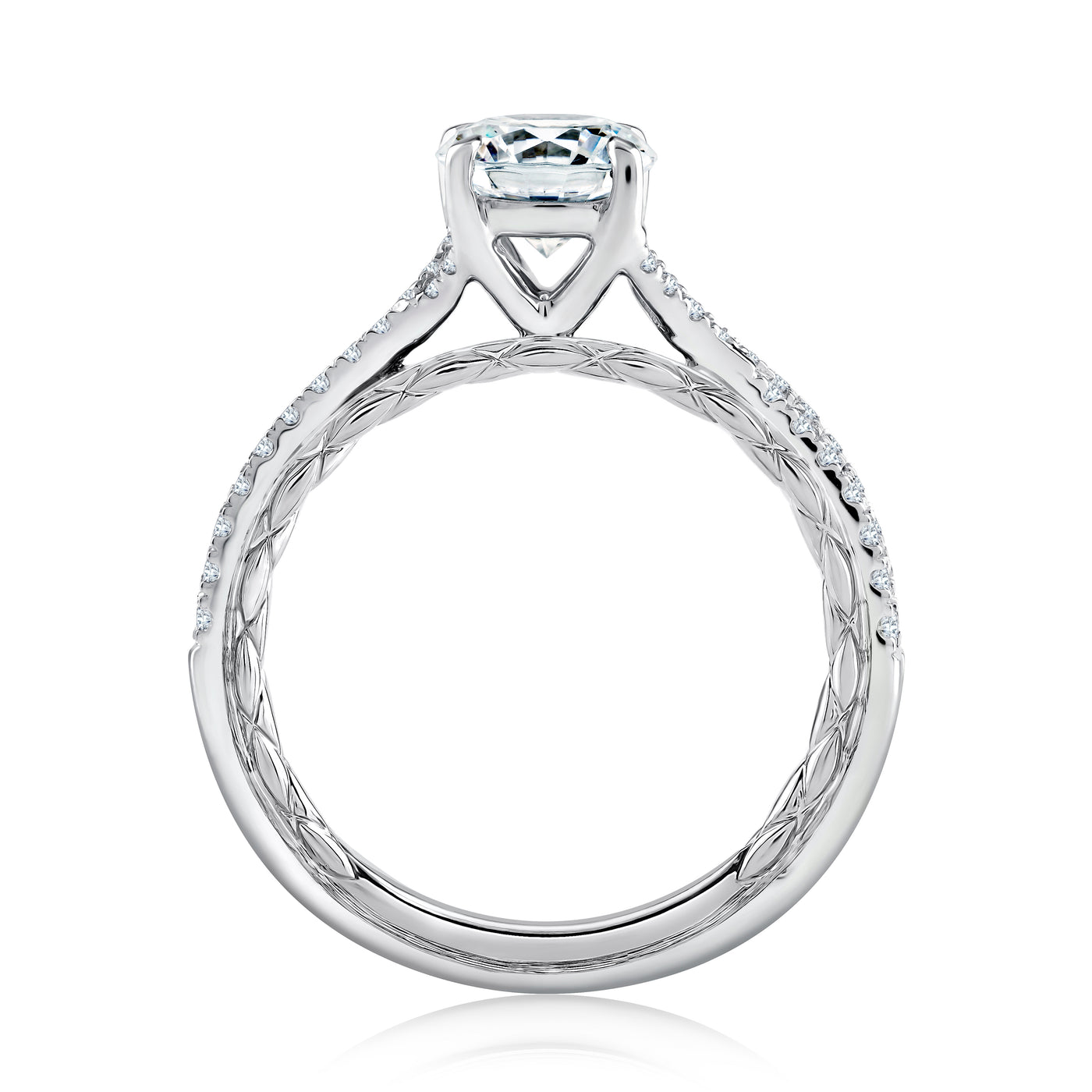 Split Shank Two Tone Round Cut Diamond Engagement Ring