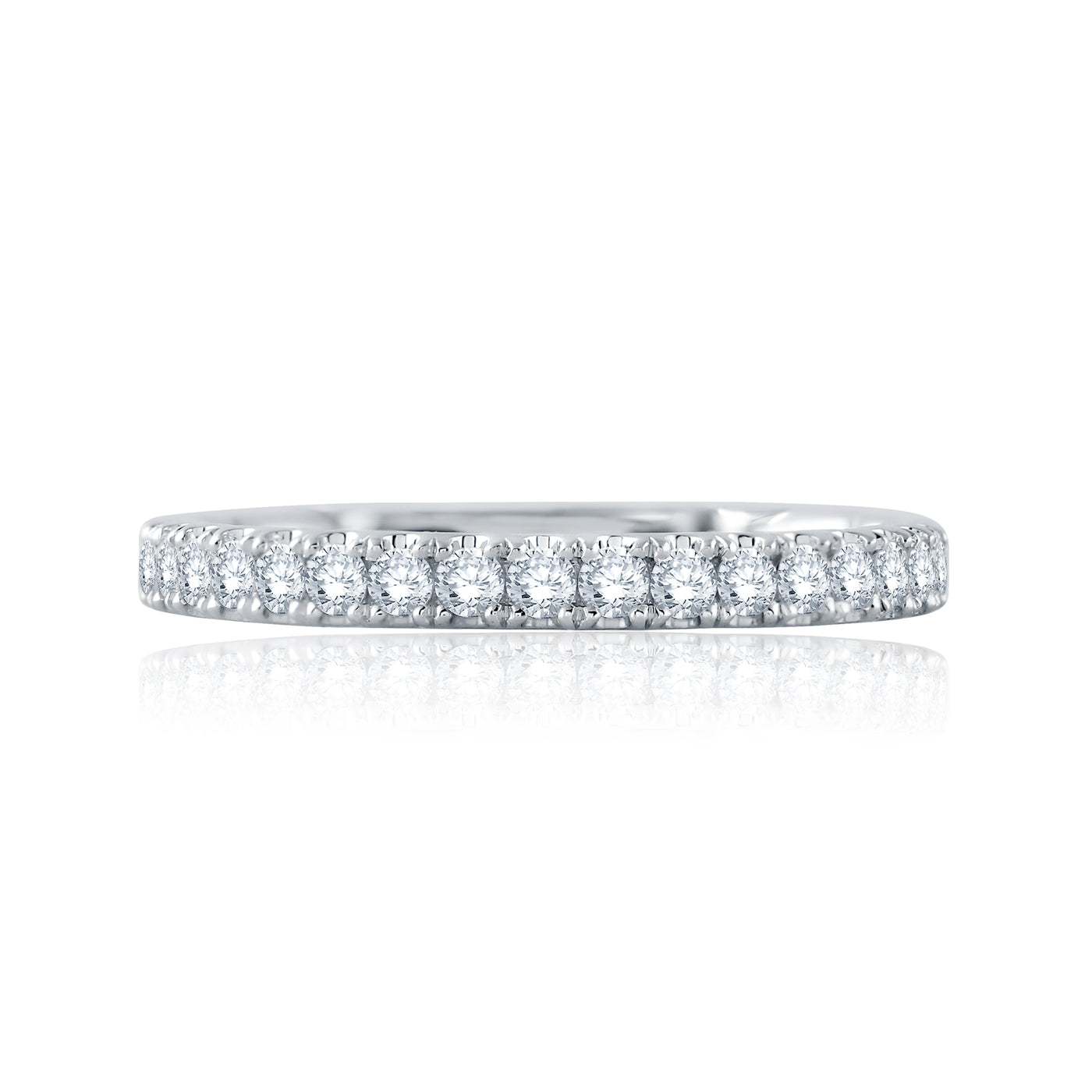 Three-Quarter Diamond Pave Wedding Band with Quilted Interior