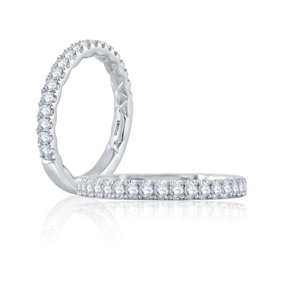 Three-Quarter Diamond Pave Wedding Band with Quilted Interior