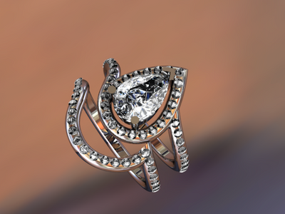Custom Pear Diamond Engagement Ring