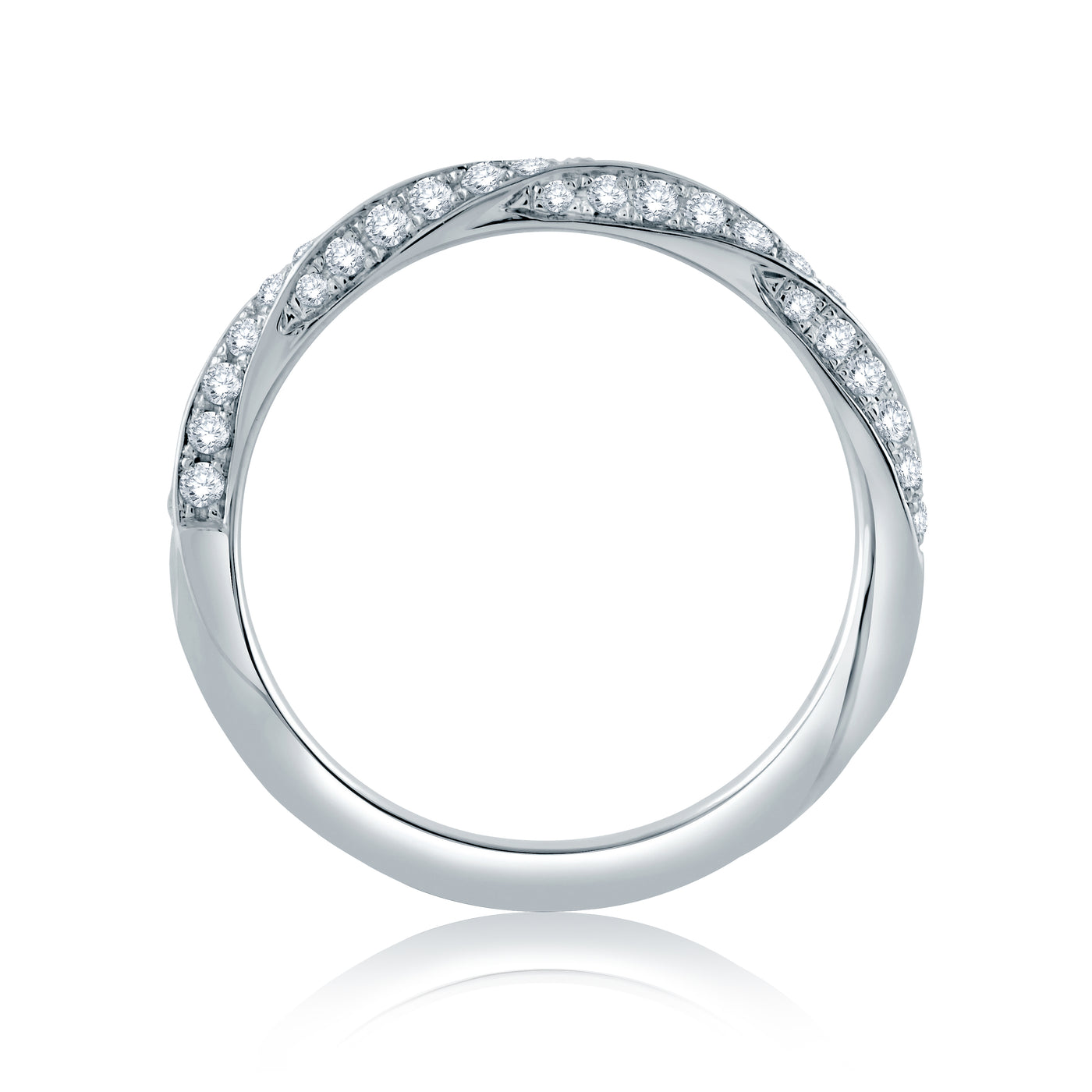 Twist Pave Diamond Half Circle Stackable Band