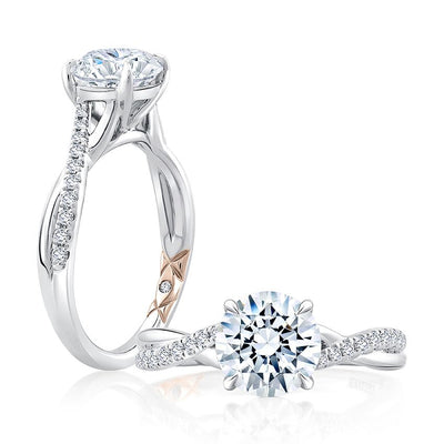 Round Cut Diamond Split Shank Crossover Engagement Ring