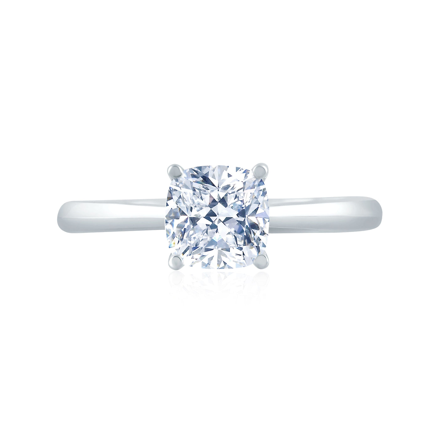 Peek-A-Boo Pave Profile Cushion Center Diamond Quilted Engagement Ring