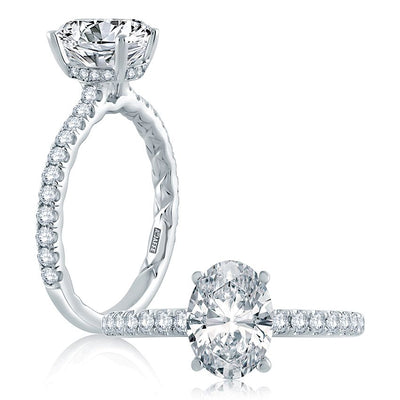 Diamond Pavé Engagement Ring with Quilted Interior