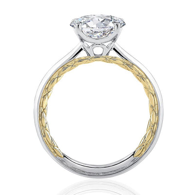 Sophisticated Two Tone Round Cut Diamond Engagement Ring