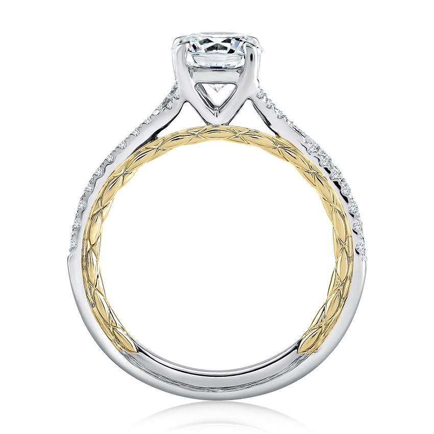 Split Shank Two Tone Round Cut Diamond Engagement Ring