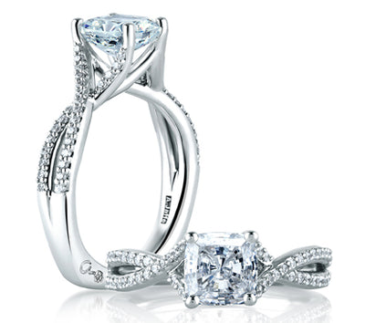 Criss Crossover Cushion Cut Engagement Ring