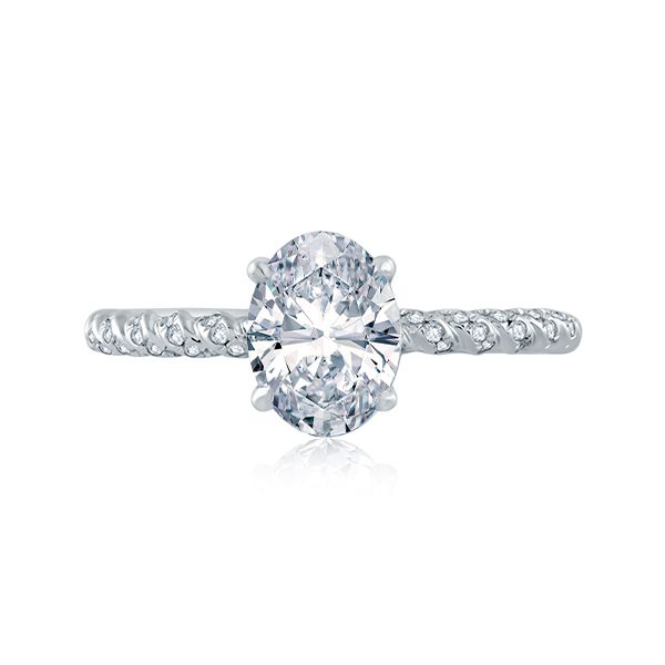 Tightly Twisted Diamond Shank Oval Solitaire Engagement Ring